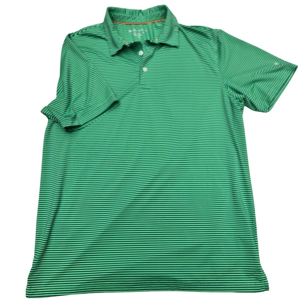 Green and Black Striped Preppy Collared Men's Lightweight Golf Polo Shirt